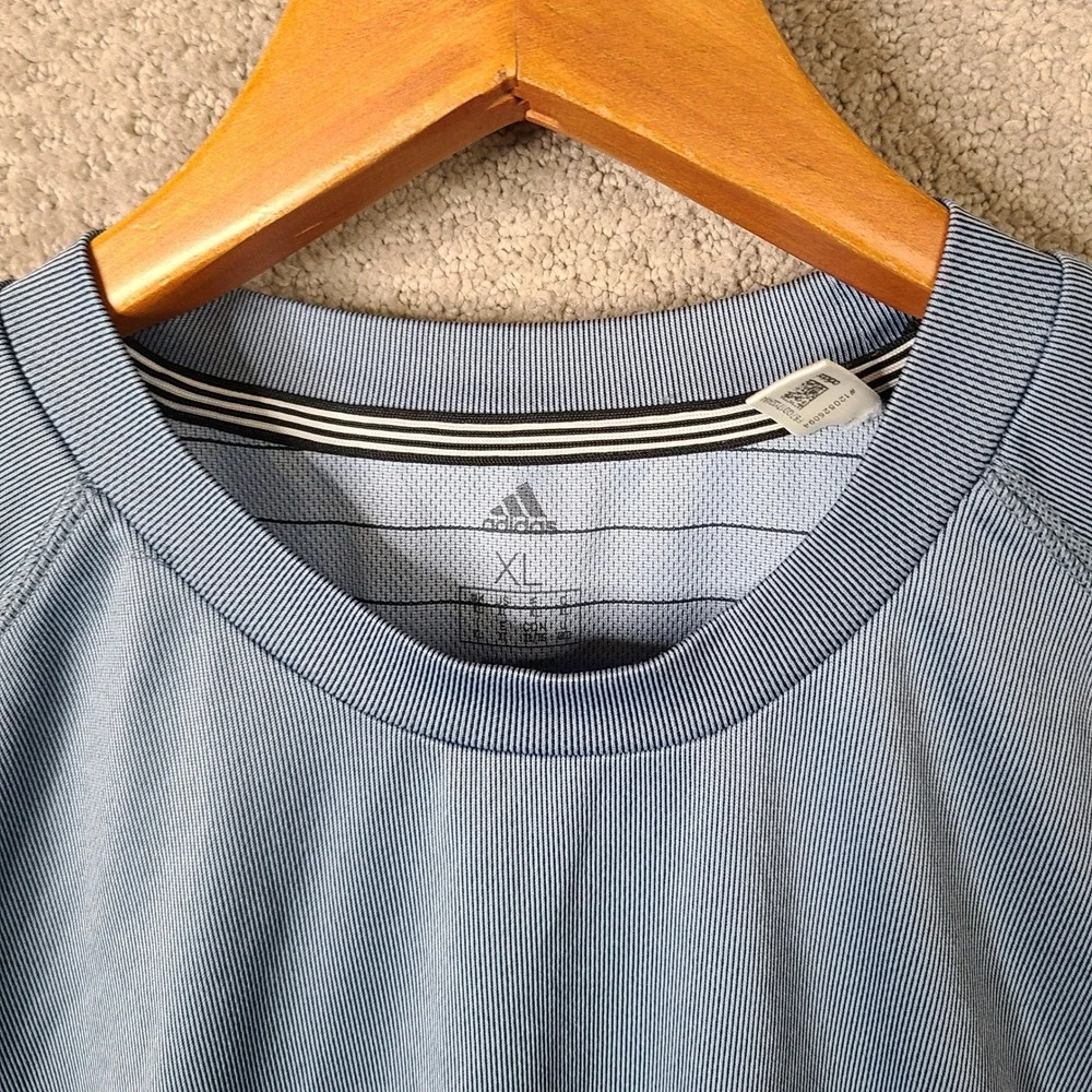 Adidas Shirt Mens XL Blue Two Tone Athletic Fit Polyester Short Sleeve Training